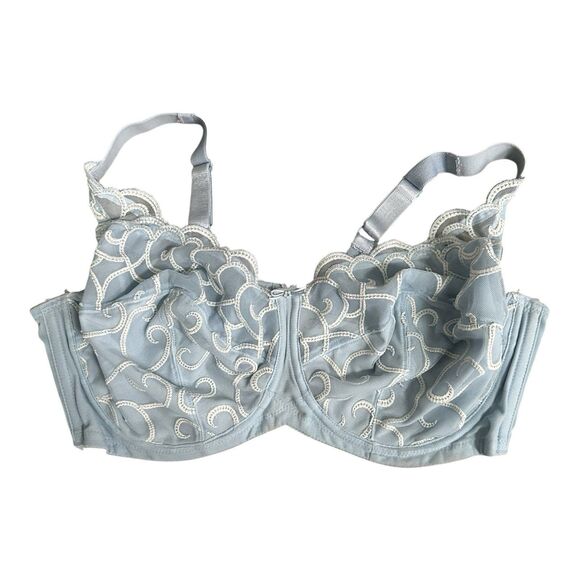 Fayreform Blue Embroidered Underwire Bra 40F (18F AU / 105F FR / 90F EU) - Picture 1 of 8
